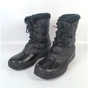 Sorel Carnival Snow Boots Womens Size 9 Black Leather Fur Lined Winter Boots